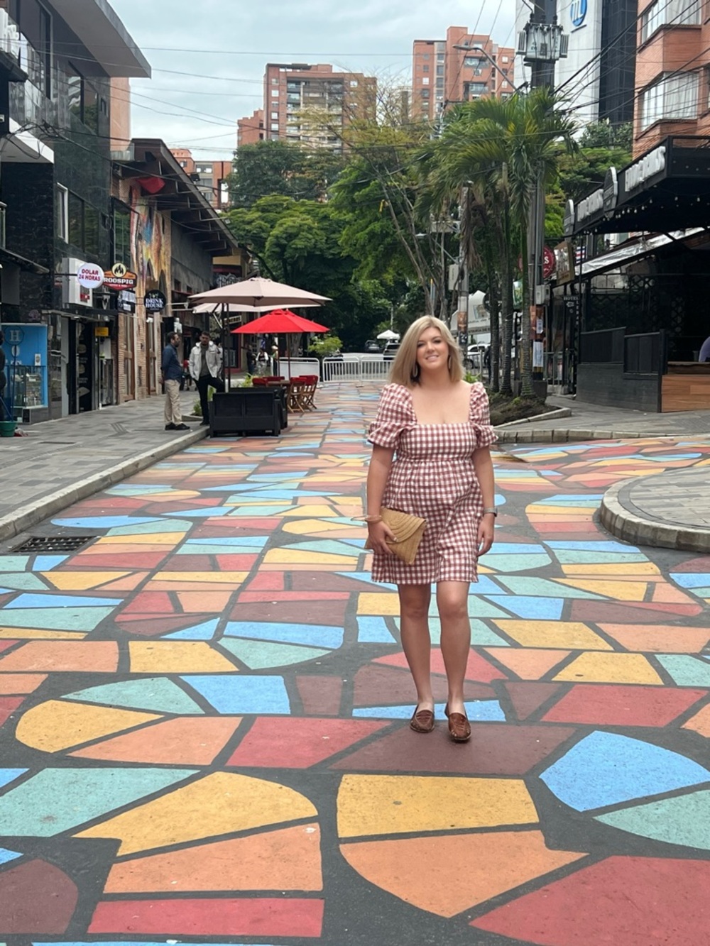 JustFab Rust & White Gingham Dress